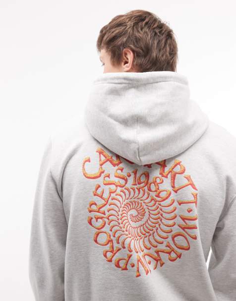 Carhartt WIP - Felpa con cappuccio grigio mélange con stampa del logo a spirale sul retro - view 1