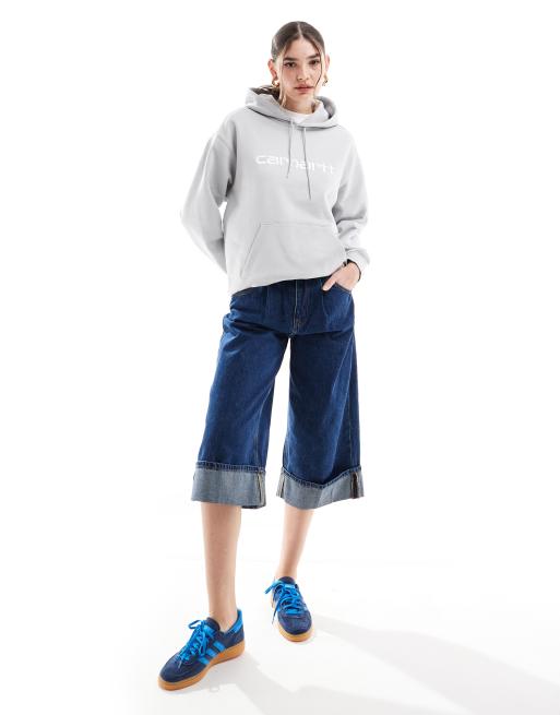 Carhartt WIP - Felpa con cappuccio grigio tenue con ricamo, 4 di 4