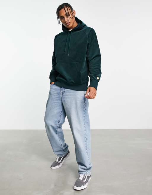 Carhartt WIP - Felpa con cappuccio in velluto a coste verde, 4 di 4