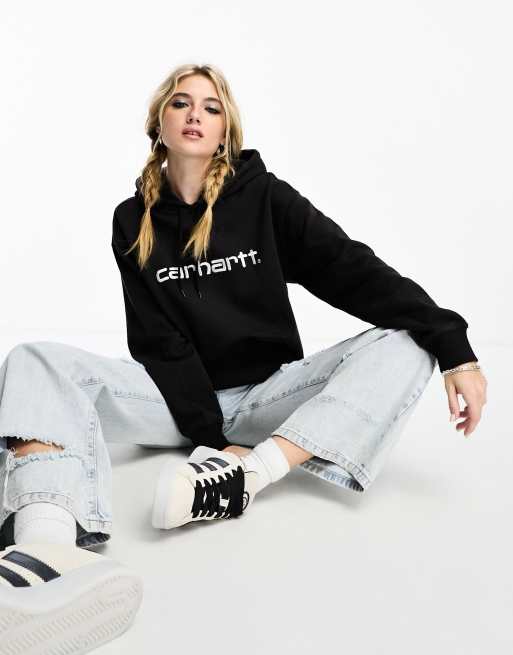 Carhartt WIP - Felpa con cappuccio nera con scritta
