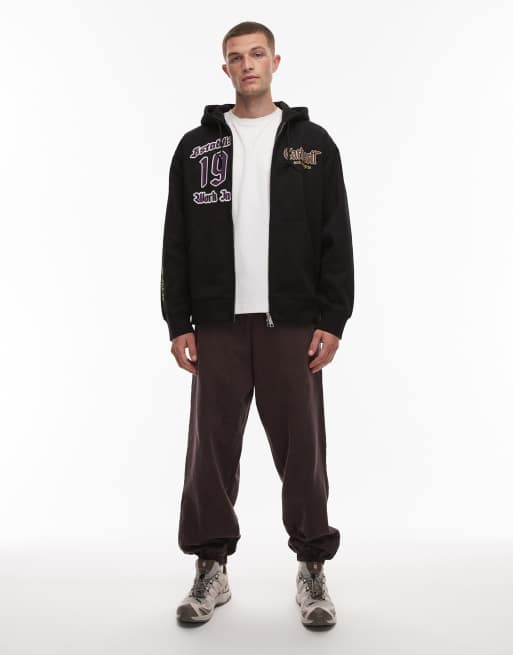 Carhartt WIP - Felpa con cappuccio nera con zip doppia, 2 di 5