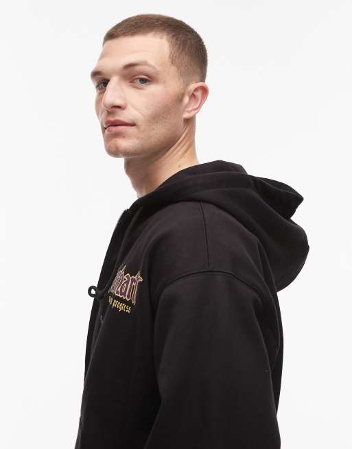Carhartt WIP - Felpa con cappuccio nera con zip doppia, 4 di 5
