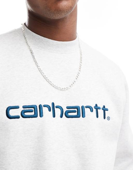 Carhartt WIP Felpa grigia con scritta ricamata ASOS