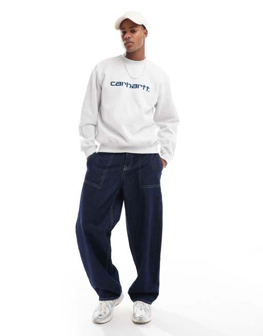 Carhartt WIP - Felpa grigia con scritta ricamata, 3 di 4