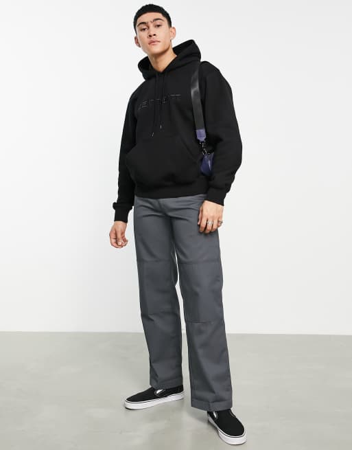Carhartt WIP - Felpa nera con cappuccio con scritta ricamata, 4 di 4