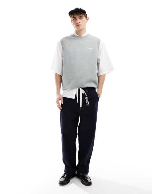Carhartt WIP - Felpa smanicata grigia con logo, 4 di 4