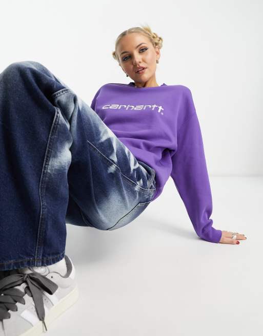 Carhartt WIP – Fioletowa bluza dresowa z napisem