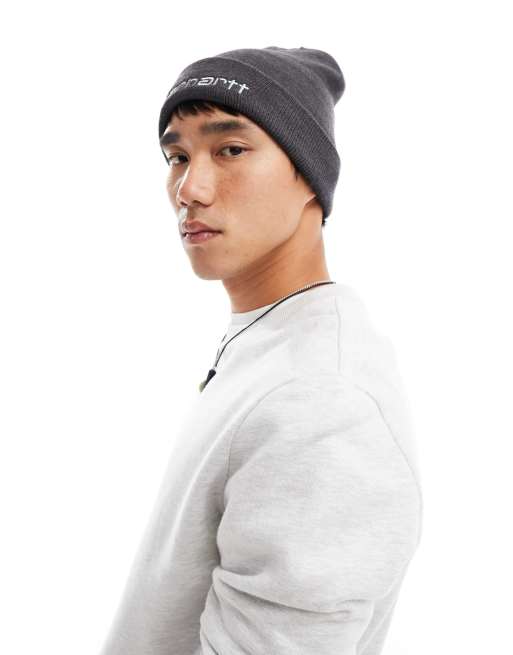Carhartt WIP – Fioletowa czapka beanie z napisem