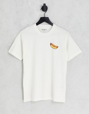 Carhartt WIP flavor hotdog logo t-shirt in off-white