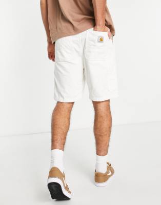 Carhartt WIP flint carpenter corduroy shorts in off white