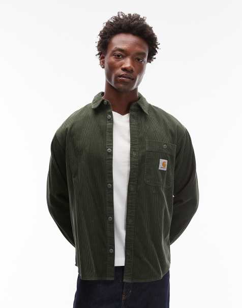 Carhartt WIP flint cord shirt in dark green - view 1