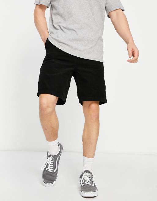 Carhartt WIP – Flint – Czarne sztruksowe szorty o kroju carpenter