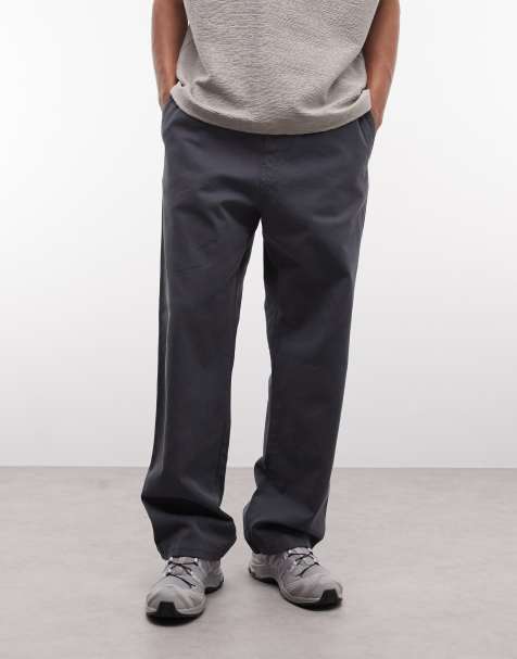 Carhartt WIP floyde relaxed fit trousers with elasticated tie waist in charcoal - view 1