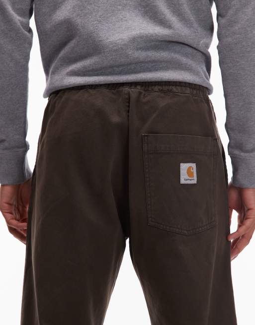 Carhartt WIP floyde relaxed pull on trouser in brown, 4 of 5