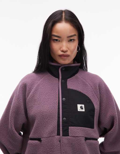 Carhartt WIP - Flynn - Mørklilla fleece-jakke, 3 af 4