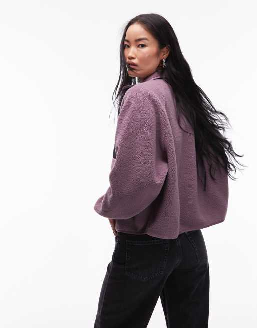 Carhartt WIP - Flynn - Mørklilla fleece-jakke, 4 af 4