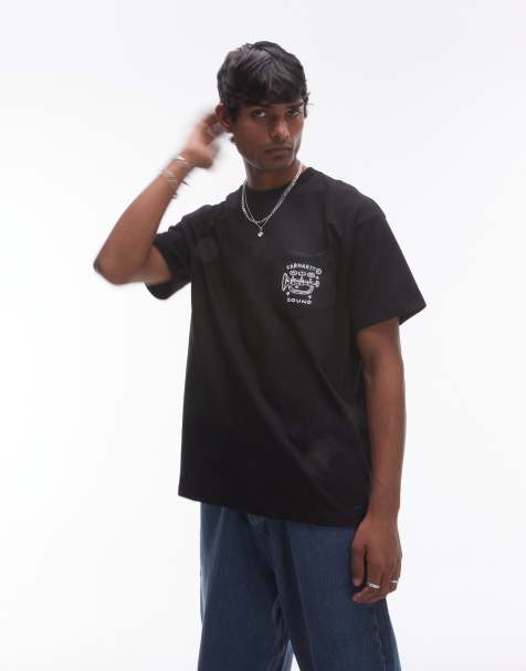 Carhartt WIP – Fragments – T-Shirt in Schwarz mit Brusttasche - view 1