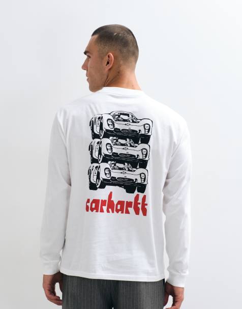 Carhartt WIP Framework camiseta de manga larga con estampado en la espalda en blanco - view 1