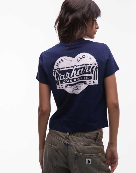 Carhartt WIP - Garble - Marineblå T-shirt med print på ryggen - view 1