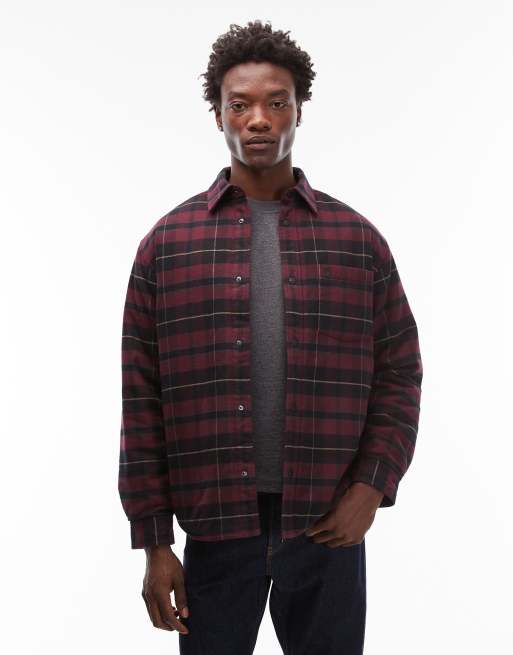 Carhartt WIP – Gargan – Kurtka koszulowa w bordową kratkę z pikowaną podszewką