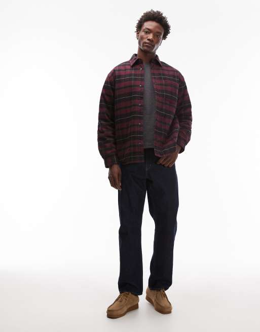 Carhartt WIP Gargan shirt jacket in burgundy check with quilted lining, 2 of 5