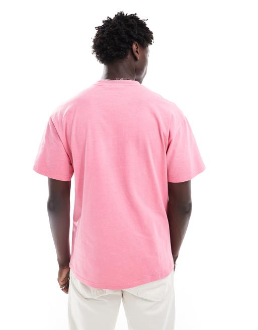 Carhartt WIP garment dyed duster script t-shirt in pink, 3 of 4