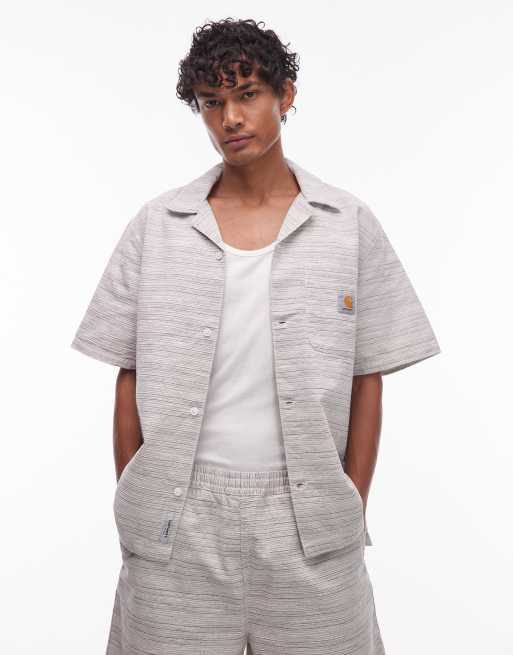 Carhartt WIP – Gellar – Kremowa teksturowana koszula z krótkimi rękawami, część zestawu