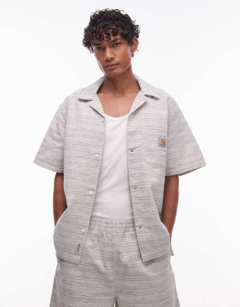 Carhartt WIP gellar textured shirt co-ord in cream - view 1
