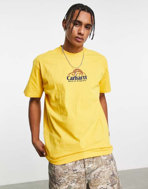 Carhartt WIP geo script embroidered T shirt in yellow