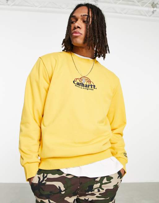 Carhartt WIP geo script sweatshirt in yellow | ASOS