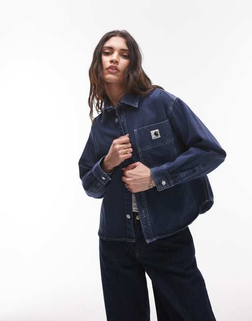Carhartt WIP – Georgia – Ciemnoniebieska barwiona koszula jeansowa