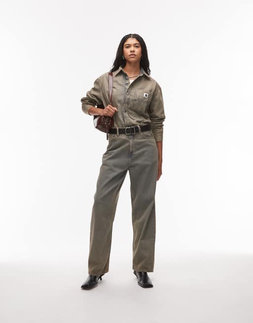 Carhartt WIP – Georgia – Grå, stentvättad skjortjacka, del av set, 2 av 4