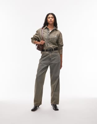 Carhartt WIP - Georgia - Hemdjacke in grauer Acid-Waschung, Kombiteil