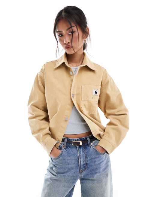 Carhartt WIP – Georgia – Jeanshemd mit sandfarbener Steinfärbung