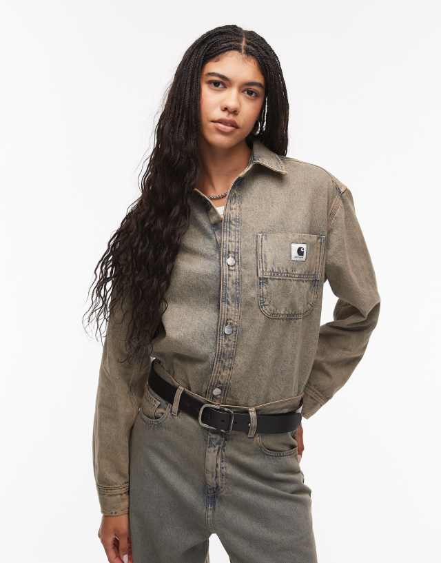 Carhartt WIP georgia shirt jacket co-ord in grey acid wash | ASOS