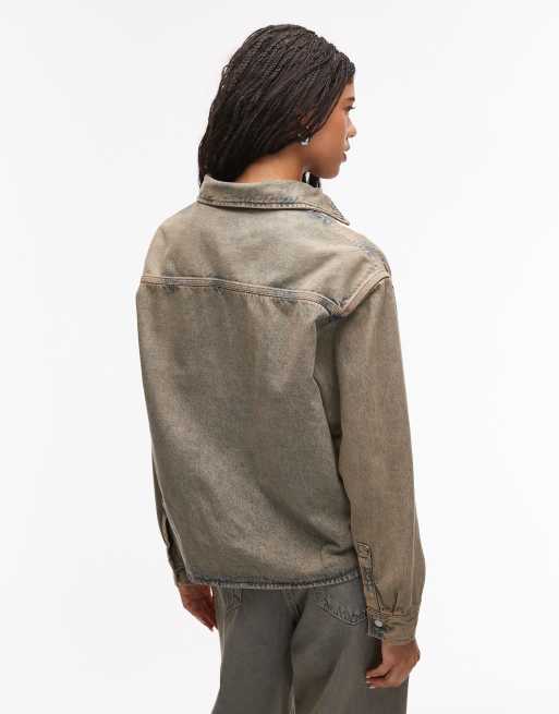 Carhartt WIP georgia shirt jacket co-ord in grey acid wash