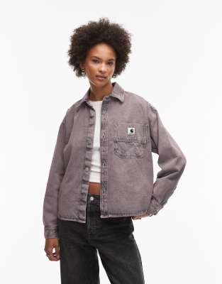 Carhartt Georgia Logo Patch Denim Jacket In Pink