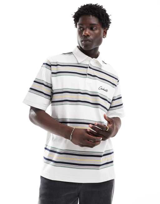 Carhartt WIP - Gestreept poloshirt met korte mouwen in wit