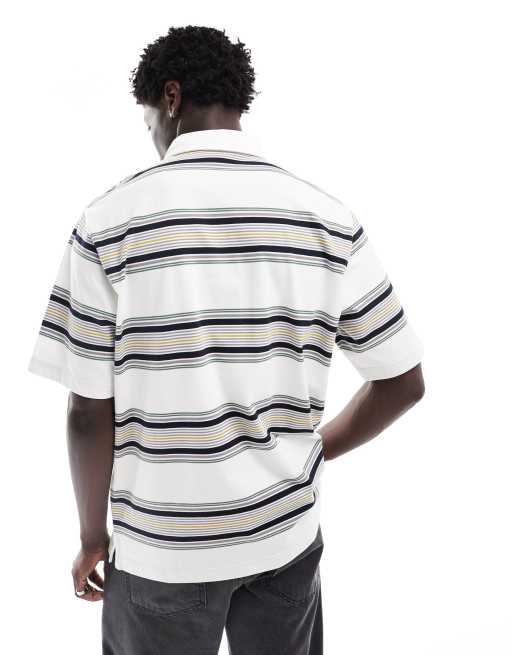Carhartt WIP - Gestreept poloshirt met korte mouwen in wit, 2 van 4