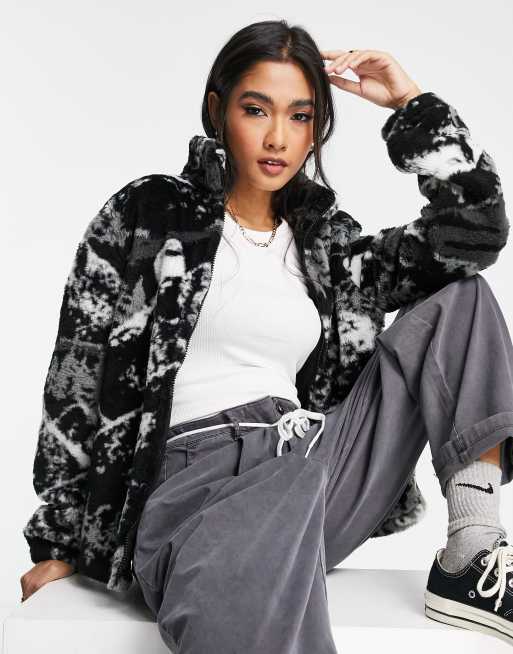 Carhartt WIP - Giacca in pile con cerniera lampo frontale e stampa alpina