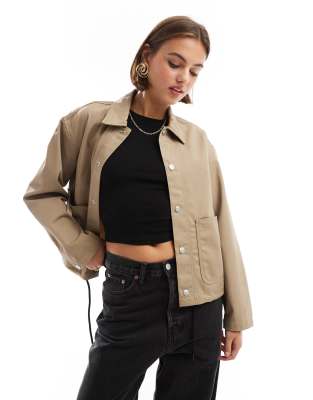 10606 Beige Collarless Jacket
