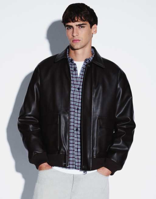 Carhartt WIP giacca trucker in pelle sintetica marrone scuro, 5 di 5