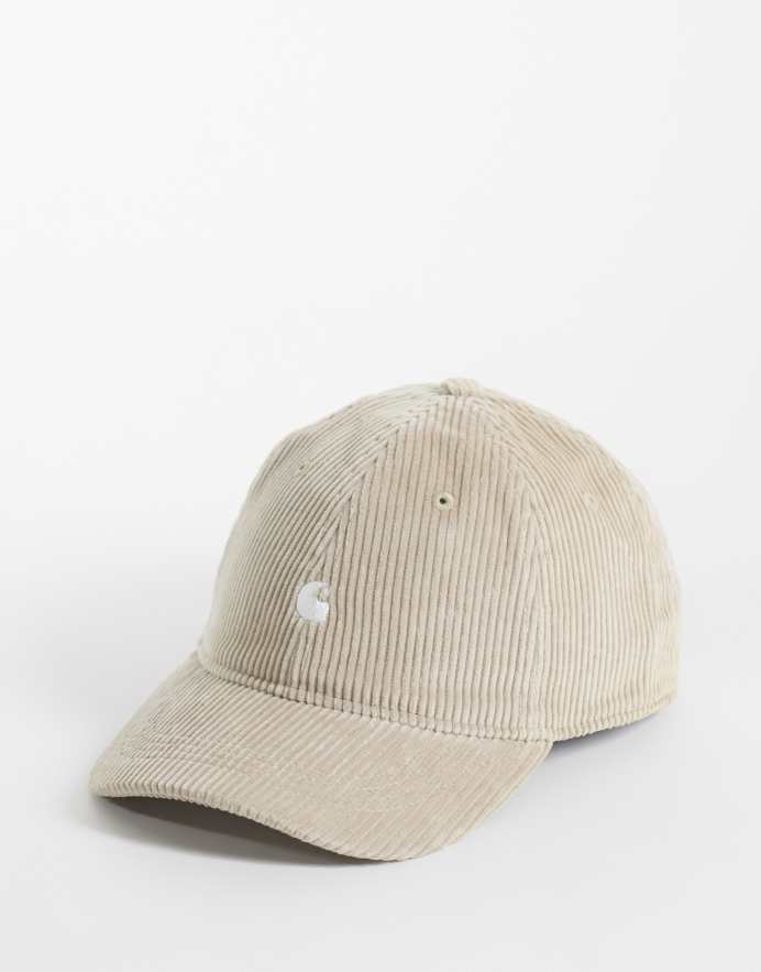Carhartt WIP gorra de pana Harlem con logo en blanco roto
