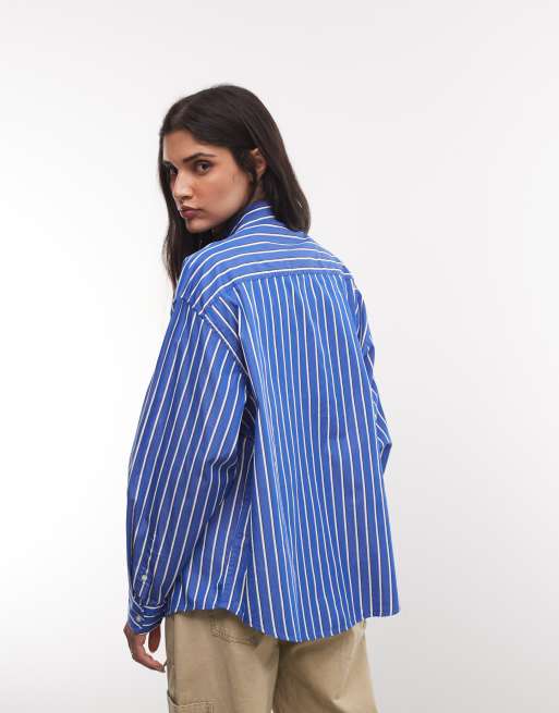 Carhartt WIP Gowan Hemd mit langen Ärmeln in blau gestreift, 4 von 4