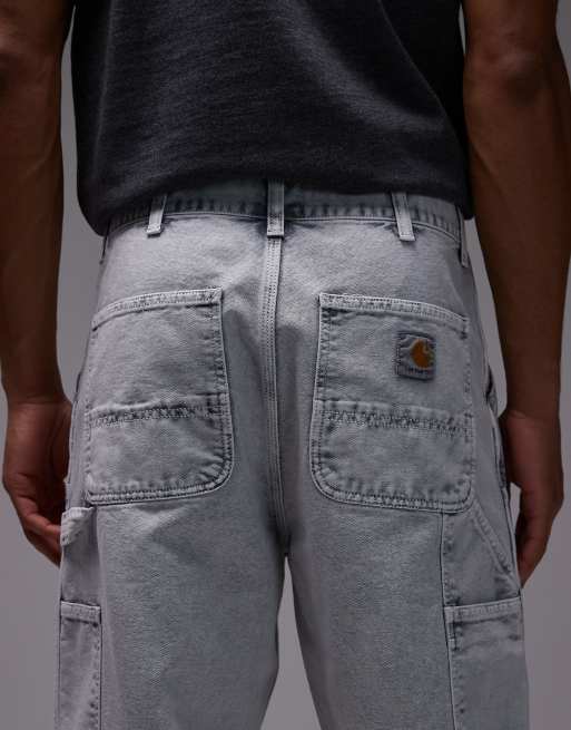 Carhartt WIP – Grå, avslappnade, raka jeans med förstärkta knän, 4 av 5
