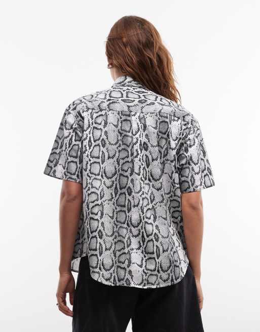 Carhartt WIP - Grå og multifarvet skjorte med slangeprint, 4 af 4