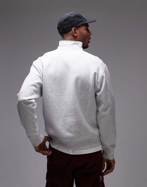 Carhartt WIP – Grå sweatshirt med kort dragkedja och skriftlogga, 3 av 4
