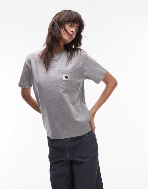 Carhartt WIP - Grå t-shirt med lomme