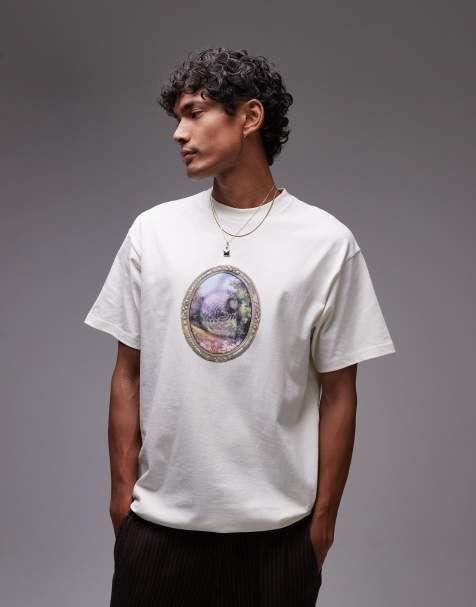 Carhartt WIP – Gräddvit t-shirt med ledig passform och spegelmotiv - view 1