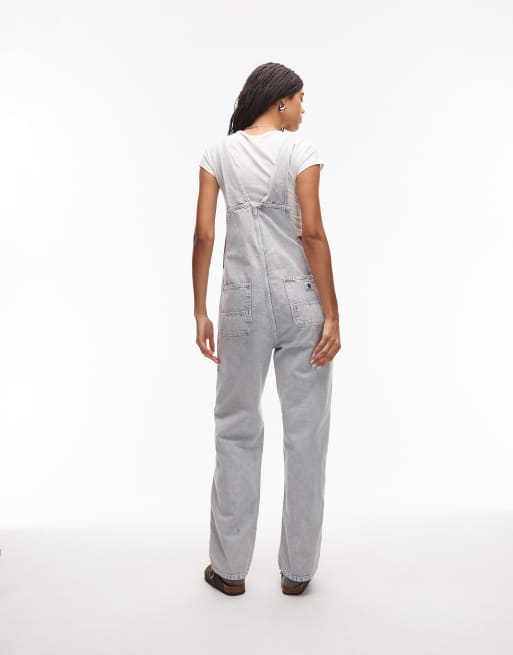 Carhartt WIP – Gråtvättade hängselbyxor med raka ben i denim, 3 av 4